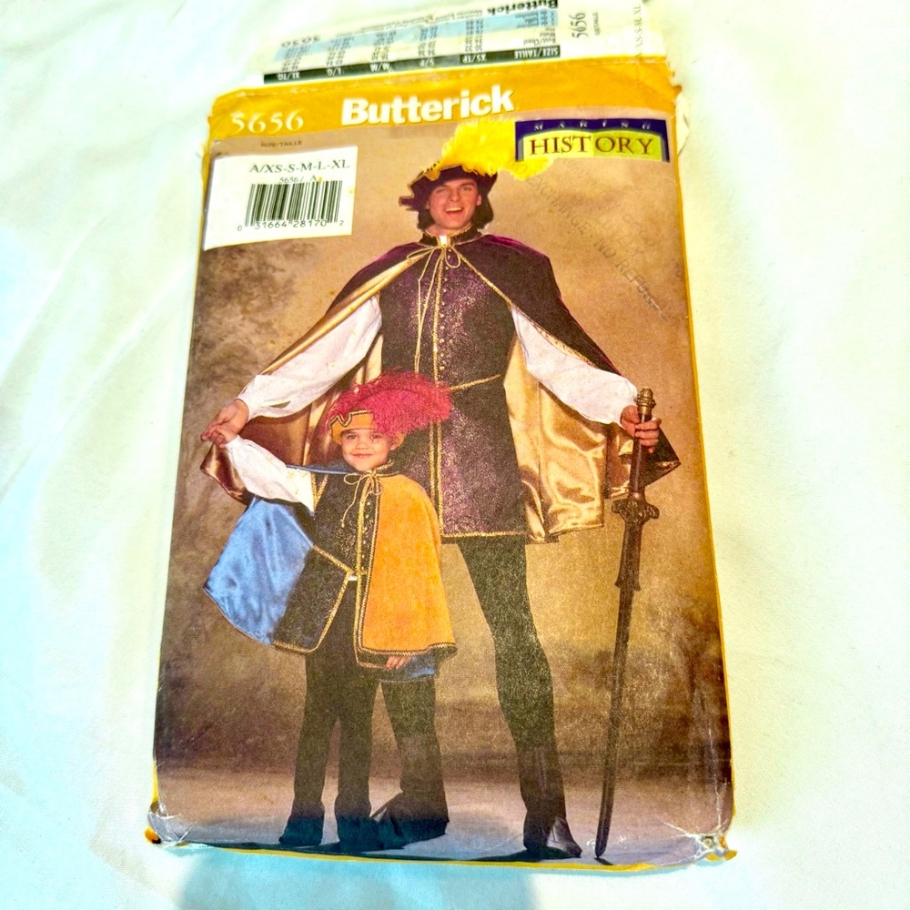 👑 Butterick Pattern 5656 XS-XL Boys Mens Costume Halloween Uncut FF NIP pirate